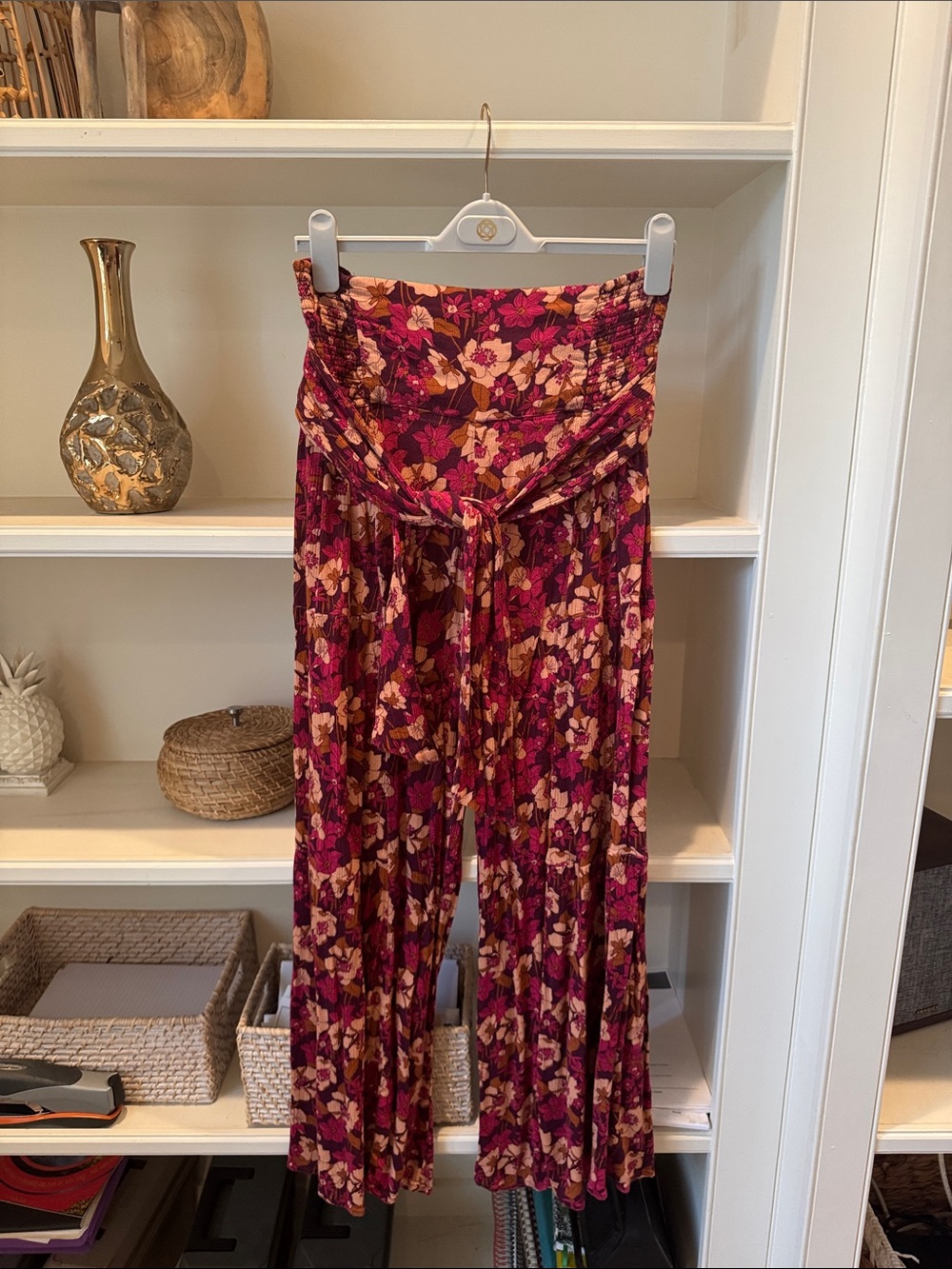 Rewash Magenta Floral Wide-Leg Jumpsuit Pants